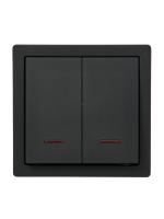 Выключатель 2-кл. ОП LETO с индикацией черн. бархат LEZARD 752-4200-112