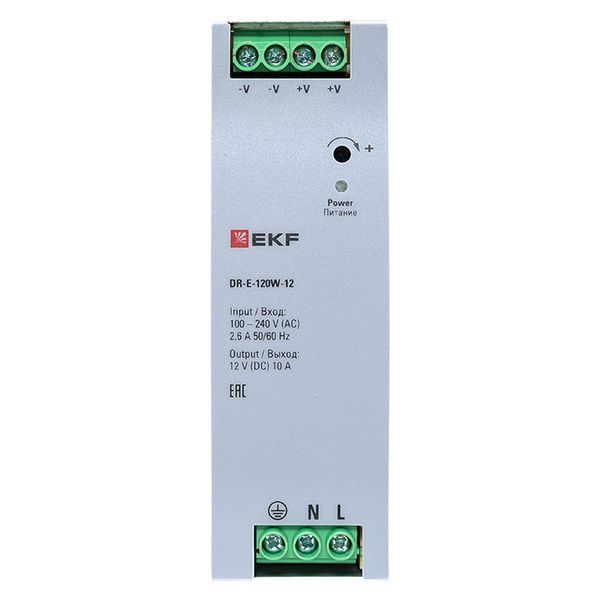 Блок питания на DIN-рейку 120Вт Uвх ~ 220В AC Uвых - 12В DC постоянного тока EKF DR-E-120W-12