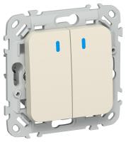 Выключатель 2-кл. СП FLITE ВС12-1-1-ФлСл 10А с индикацией механизм сливочный IEK FI-V20-1-10-1-K86