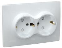 Розетка 2-м СП Кварта РСш12-3-КБ 16А IP20 с заземл. защ. шторки керамика бел. GENERICA ERK24-K01-16-K