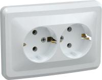 Розетка 2-м СП Вега РС12-3-ВБ с заземл. контактом без защ. шторок 16А бел. GENERICA ERV21-K01-16-DM