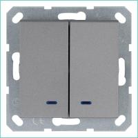 Выключатель 2-кл. 10А IP20 с подсветкой механизм алюм. Jasmart G3023NS