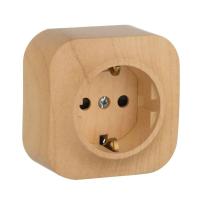 Розетка 1-м ОП Quteo 16А IP20 250В 2P+E с заземл. защ. шторки дерево IEK 782280