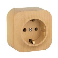 Розетка 1-м ОП Quteo 16А IP20 2P+E с заземл. без защ. шторок дерево IEK 782271