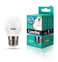 Лампа светодиодная LED3-G45/845/E27 3Вт шар 4500К бел. E27 260лм 220-240В Camelion 11376