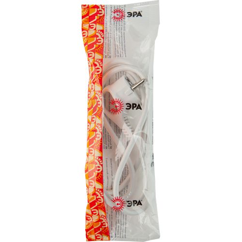 Шнур сетевой с вилкой 2м с заземл. ПВС 3х0.75 бел. UX-3x0.75-2m-W ЭРА Б0048690