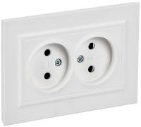 Розетка 2-м СП BRITE РС12-2-БрАБ 10А в сборе без заземл. без защ. шторок арктич. бел. IEK BR-R20-10-K91-F