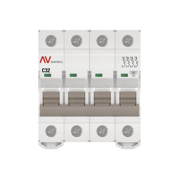 Выключатель автоматический модульный 4п C 32А 6кА AV-6 AVERES EKF mcb6-4-32C-av