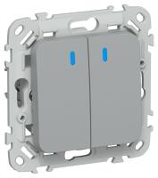 Выключатель 2-кл. СП FLITE ВС12-1-1-ФлС 10А с индикацией механизм сер. IEK FI-V20-1-10-1-K03