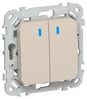 Выключатель 2-кл. СП FLITE ВС12-1-1-ФлЛ 10А с индикацией механизм льняной IEK FI-V20-1-10-1-K88