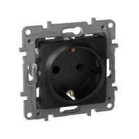 Розетка 1-м СП Etika 16А IP31 250В 2P+E с заземл. защ. шторки немецк. стандарт винтов. клеммы механизм антрацит IEK 672622