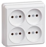 Розетка 4-м ОП Октава 10А IP20 без заземл. бел. GENERICA ERO40-K01-10-DC