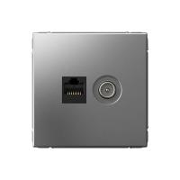 Розетка компьютерная + телевизионная 2-м СП ArtGallery RJ45 кат.5E + TV механизм сталь SE GAL000989