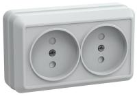 Розетка 2-м ОП Октава РСш22-2-ОБ 10А IP20 без заземл. защ. шторки бел. GENERICA ERO23-K01-10-DC