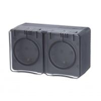 Розетка 2-м ОП AtlasDesign PROFI 16А IP54 заземл. защ. шторки антрацит SE ATN544026