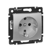 Розетка 1-м СП Valena 16А IP21 230/250В 2P+E с заземл. защ. шторки на винтах механизм алюм. IEK 770121