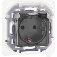 Розетка 1-м СП Inspiria 16А IP44 250В 2P+E защ. шторки с крышкой немецк. стандарт механизм алюм. IEK 673742