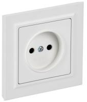 Розетка BRITE РСР10-1-0-БрАБ 10А в сборе без заземл. без защ. шторок арктич. бел. IEK BR-R10-10-K91-F