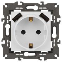 Розетка ЭРА Elegance 14-4109-01М 2P+E 16A-250В штор. с 2xUSB 5В-3А матов. бел. Эра Б0065773