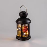 Фонарь декоративный 12х12х20.6см с шариками тепл. бел. корпус черн. Neon-Night 513-061