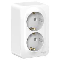 Розетка 2-м ОП Blanca 16А IP20 250В с заземл. защ. шторки с металлич. пластиной бел. SE BLNRA011221
