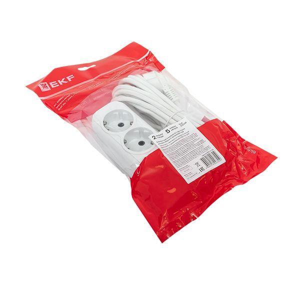 Удлинитель 2х5м с заземл. 16А IP20 Эксперт 3.0кВт ПВС 3х1 EKF UBA16-310-2-05