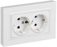 Розетка 2-м СП BRITE РСшПл12-3-БрАБ 16А в сборе с заземл. защ. шторки плоская арктич. бел. IEK BR-R28-16-K91-F
