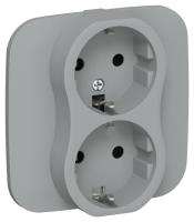 Розетка 2-м СП FLITE РС12-1-А-ФлС 16А с заземл. без защ. шторок безвинтовое крепление в сборе механизм сер. IEK FI-R21A-16-1-K03