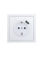 Розетка 1-м ZIMA IP20 + USB с заземл. механизм бел. LEZARD 704-0288-181