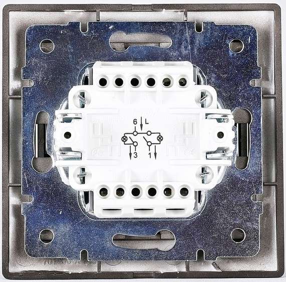 Выключатель 2-кл. 1п СП Mira 10А IP20 со вставкой черн. бархат LEZARD 701-4242-101