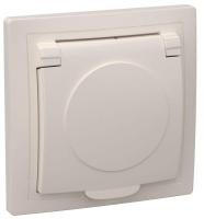 Розетка 1-м СП Кварта РСб10-3-ККм 16А IP20 с заземл. с крышкой крем. GENERICA ERK15-K33-16-DM