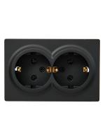 Розетка 2-м ОП LETO с заземл. закрытый корпус ПБТ черн. бархат LEZARD 752-4200-127B