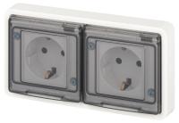Розетка Эксперт 11-2523-01 2х2P+E гориз. IP55 16А-250В СУ бел. Эра Б0063276