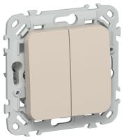 Выключатель 2-кл. СП FLITE ВС12-1-0-ФлЛ 10А механизм льняной IEK FI-V20-0-10-1-K88