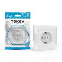 Розетка 1-м СП AVA 16А IP20 с заземл. защ. шторки в сборе бел. TOKOV ELECTRIC TKL-AV-R1FZSF-C01