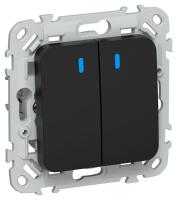 Выключатель 2-кл. СП FLITE ВС12-1-1-ФлЧ 10А с индикацией механизм черн. IEK FI-V20-1-10-1-K02