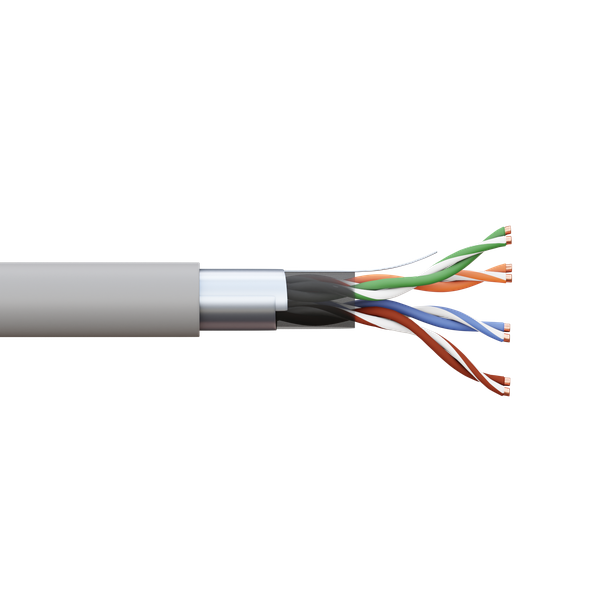 Кабель витая пара F/UTP кат.5E 4 пары 24 AWG solid PVC сер. (м) TERACOM PRO EKF TRP-5EFTP-04PVC-GY-IN3