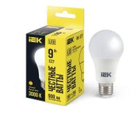 Лампа светодиодная A60 9Вт грушевидная 3000К тепл. бел. E27 810лм 230-240В IEK LLE-A60-9-230-30-E27
