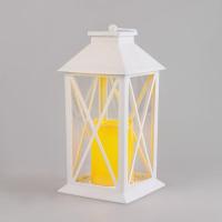 Фонарь декоративный 14х14х29см тепл. бел. со свечой корпус бел. Neon-Night 513-046