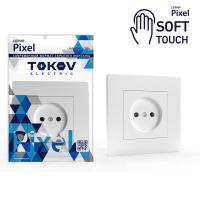 Розетка 1-м СП Pixel 16А IP20 без заземл. в сборе айс TOKOV ELECTRIC TKE-PX-R1F-C34