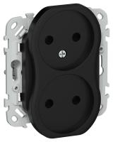 Розетка 2-м СП FLITE РС02-1-ФлЧ 10А без заземл. без защ. шторок безвинтовое крепление механизм черн. IEK FI-R20-10-1-K02