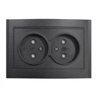 Розетка 2-м СП Бриллиант 16А IP20 без заземл. защ. шторки в сборе графит Universal 7947526-Gr