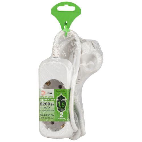 Удлинитель 2х1.5м с заземл. ПВС 3х0.75 UDL-10-215-E Greenline Эра Б0064978