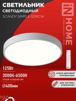 Светильник светодиодный SCANDY SIMPLE-125RCW 125Вт 3000-6500К 10000лм 230В 400х50мм с пультом ДУ бел. IN HOME 4690612062129