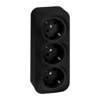 Розетка 3-м ОП Quteo 16А IP20 250В 3х2P+E с заземл. защ. шторки черн. матов. IEK 782473