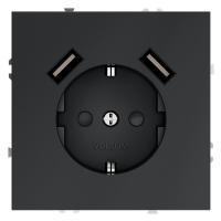 Розетка 1-м СП S70 16А с USB A+A с заземл. защ. шторки механизм графит Voltum VLS040407