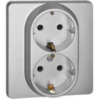 Розетка Inspiria 16А 250В 2х2P+E немецк. стандарт алюм. IEK 673752