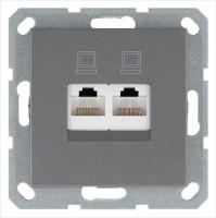 Розетка компьютерная 2-м RJ45 IP20 кат. 5E механизм алюм. Jasmart G6106S