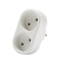 Разветвитель 2-м без заземл. 10А 2200Вт 250В плоский бел. DОМТОК 2651