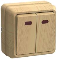 Выключатель 2-кл. ОП Октава 10А IP20 ВС20-2-1-ОС с индикацией сосна GENERICA EVO21-K03-10-DC